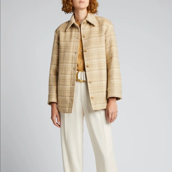 NWT Vince Padded Flannel Plaid Shirt Jacket Shacket Light Dune Color - Picture 10 of 10